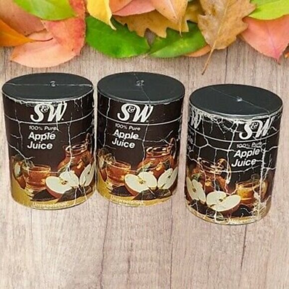 3 S&W Apple Juice Cans Vtg 1980s Arco Miss Merry Supermarket Grocery Play Food - Picture 1 of 6